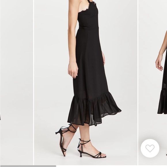 o.p.t. // Toile de Jouy Ruffle Hem Elegant Black Dress - Picture 3 of 10